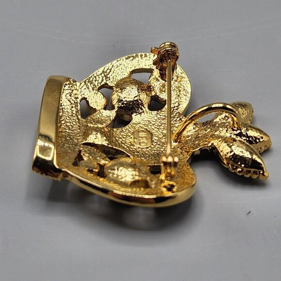 Ciro Crown Pin Brooch Christmas Jewelry Red Green Rhinestones Holiday Royal - Picture 9 of 11